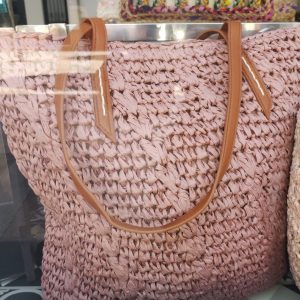 BOLSO MIMBRE ROSA