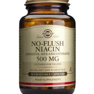 NIACINA (vitamina B3) NO RUBORIZANTE 500 mg. Cápsulas Vegetales.