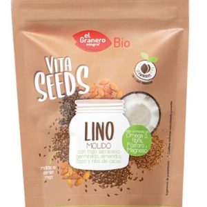 VITASEEDS LINO MOLIDO CON TRIGO SARRACENO, NIBS DE CACAO Y ALMENDRAS BIO, 200 g