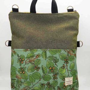 Bolso-mochila estampado avellano de tela reciclada