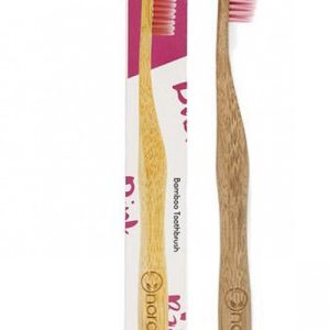 Cepillo dental de Bambú para adultos, Rosa. Nordics Oral Care