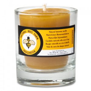 Vela Votiva de Cera de Abeja Natural en Vaso de Cristal